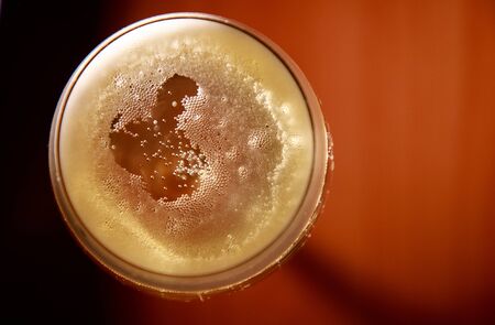 glass of champagne on the table top viewの写真素材