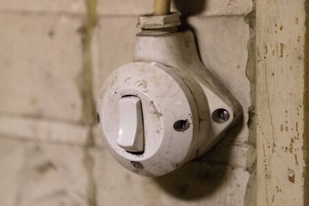 old wall switch horizontal shotの写真素材