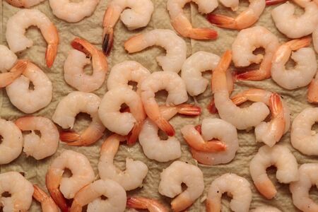 tiger prawns peeled view from aboveの写真素材