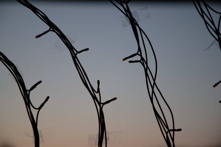Decoration garland silhouette on the window close-up. Abstract backgroundの写真素材