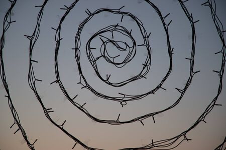 Decoration garland spiral silhouette on the window. Abstract backgroundの写真素材
