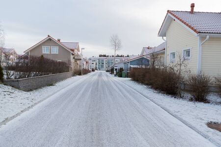 Winter street view in the afternoon Finland Keravaの写真素材