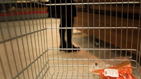 grocery carts at the supermarketの写真素材