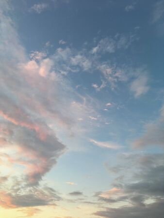 unusually beautiful sky with clouds at sunsetの写真素材