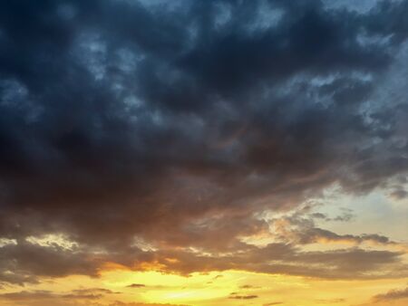 unusually beautiful sky with clouds at sunsetの写真素材