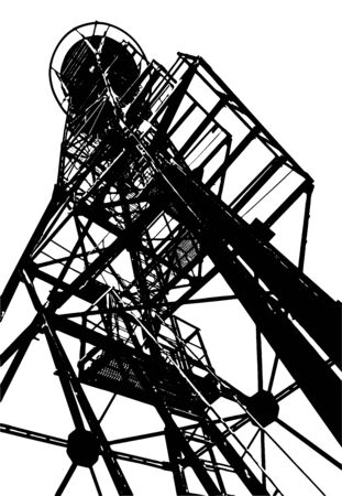silhouette of an old sentinel tower on a white isolated backgroundのイラスト素材