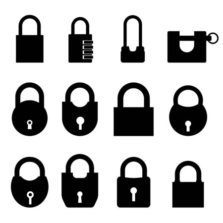 padlock vector illustration set on a white isolated backgroundのイラスト素材