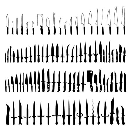 knives and daggers set vector illustration on a white isolated backgroundのイラスト素材