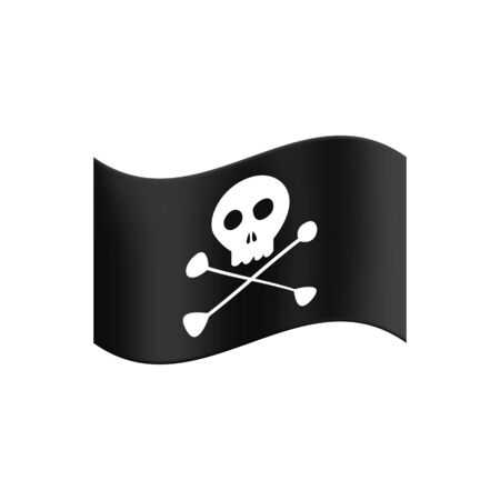 pirate flag waving in the wind on a white isolated backgroundのイラスト素材