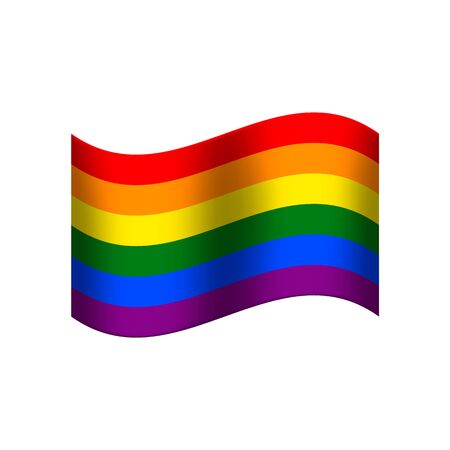 Rainbow Flag with six colors of the rainbow, generally including red, orange, yellow, green, blue and purple.のイラスト素材