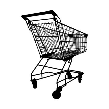 vector silhouette shopping cart on white isolated background.のイラスト素材