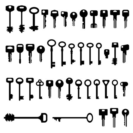 set of different keys vector illustration on a white isolated backgroundのイラスト素材