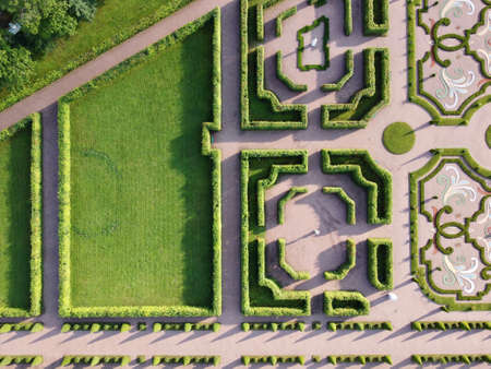 Park Oranienbaum. Garden top view in St. Petersburg.