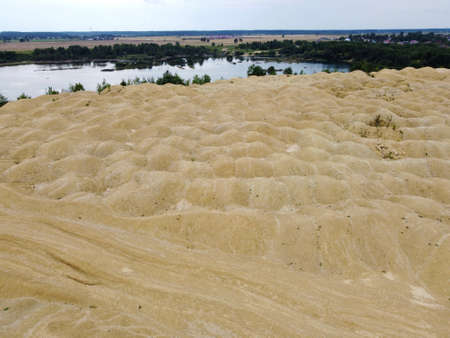 Old flooded sand pit aerial photoの写真素材