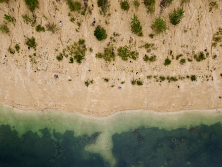 Old flooded sand pit aerial photoの写真素材