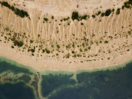 Old flooded sand pit aerial photoの写真素材