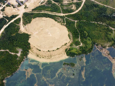 Old flooded sand pit aerial photo