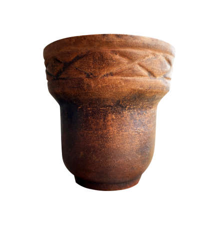 clay bowl for hookah smoking on a white isolated backgroundの写真素材