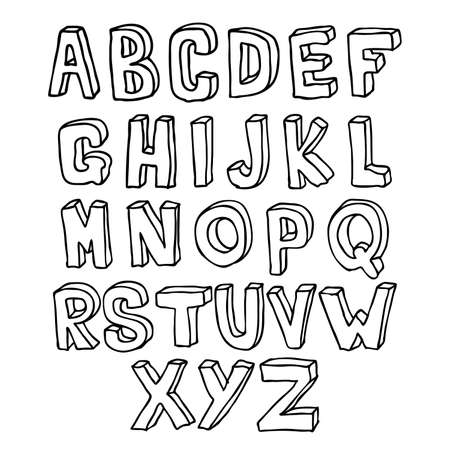 Hand drawn 3D alphabetのイラスト素材