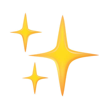 golden spark icon on white isolated background