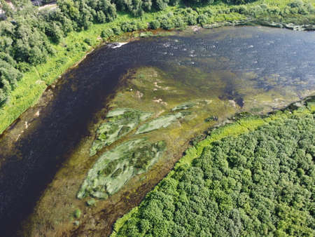 top view, river flows, aerial photography