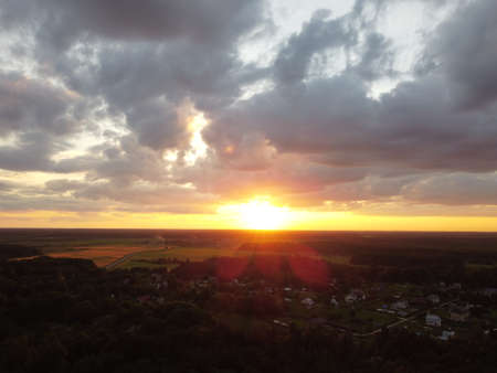 sunset sky with clouds backgroundの写真素材