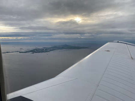 Composition of aircraft. Air transport. Travel by airplaneの写真素材