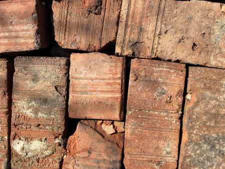 red old bricks laid in one plane