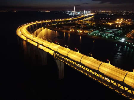 Night city from a birds-eye view. Night Petersburg. Russia. St. Petersburg panorama.の写真素材