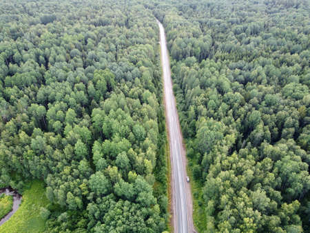 view of the country road from aboveの写真素材