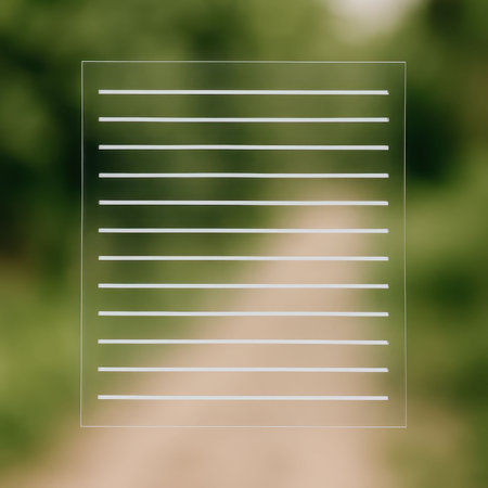 Minimalist concept of a transparent lined page floating over a blurred natural background. Creative design symbolizing writing, planning, ideas, and organization with a clean and modern aesthetic.の素材