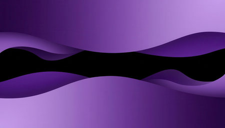 Modern abstract background with smooth flowing purple shapes and curves on a black backdrop....