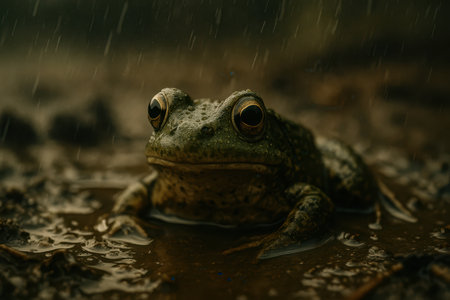 Shadowy figure behind fractured glass with blue red lighting.の写真素材