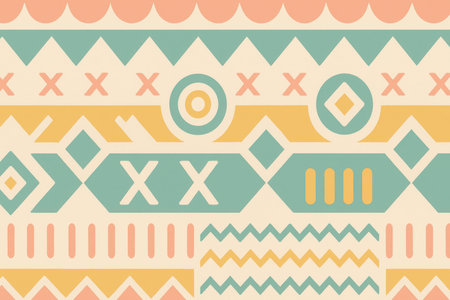 Pastel geometric shapes forming symmetrical abstract decorative pattern.の写真素材