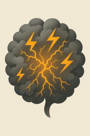 Lightning bolt in the brain. Vector illustration of lightning bolt.の写真素材