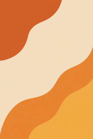 Minimal abstract orange and beige wavy background with warm flowing shapes.の素材