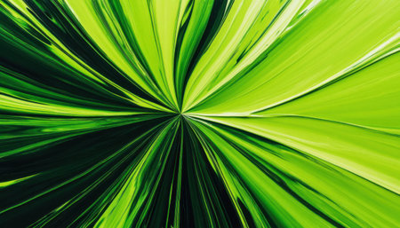 Dynamic green radial abstract pattern with bold vibrant lines creating energetic motionの素材