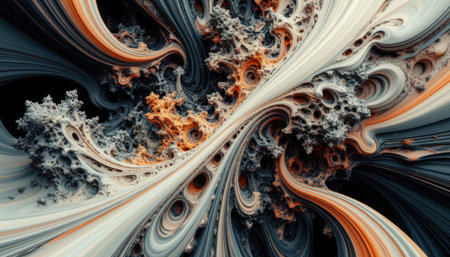 Intricate fractal swirl pattern with organic textures and warm contrasting tonesの素材