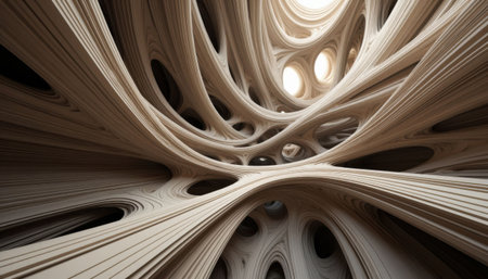 Smooth sculptural tunnel-like structure with flowing forms and natural curves.の素材