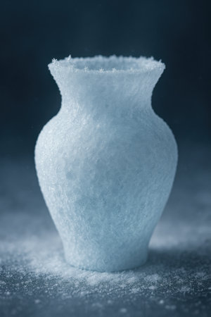 Beautiful icy vase. Cold elegant winter texture.の素材