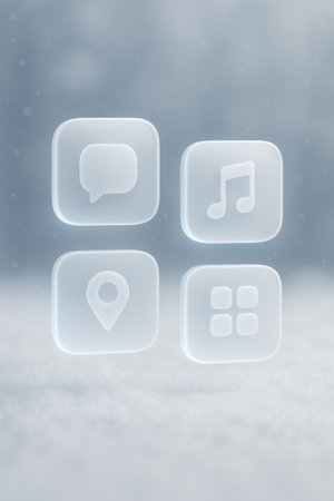 Soft frosty icons. Minimal winter tech style.の素材