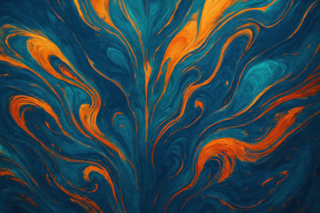 Teal orange fluid paintingの素材