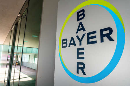 BASEL, SWITZERLAND - MARCH 15, 2020: Bayer AG is a German multinational pharmaceutical and life sciences company and one of the largest pharmaceutical companies in the world.のeditorial素材