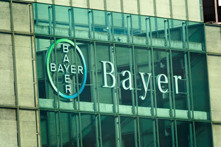 BASEL, SWITZERLAND - MARCH 15, 2020: Bayer AG is a German multinational pharmaceutical and life sciences company and one of the largest pharmaceutical companies in the world.のeditorial素材