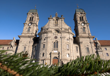 Einsiedeln, Switzerland - November 25, 2020: The Benedictine Abbey of Einsiedeln with its mighty basilica is the main catholic pilgrimage center in Switzerlandのeditorial素材