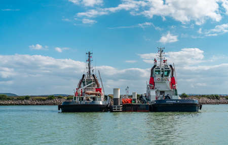 Le Havre, France - July 29, 2021: Control and maintenance boats in the port of Le Havre, Normandyのeditorial素材
