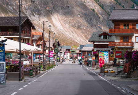 Livigno, Italy - September 29, 2021: Livigno is a town and a special-administered territory in the region of Lombardy in the Italian Alps and a duty free regionのeditorial素材
