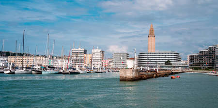 Le Havre, France - August 8, 2021: Cityscape and marina of Le Havre, Normandy.のeditorial素材