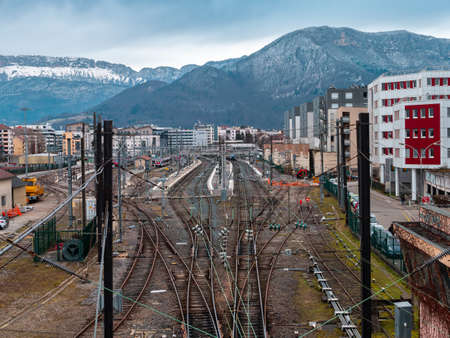 Annecy, France - January 7, 2022: A view at the railway station of Annecy, Haute-Savoie, south-eastern France.のeditorial素材