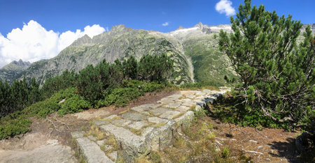 Grimselpass, Switzerland - August 16, 2016: The Grimsel Pass is a mountain pass in Switzerland, crossing the Bernese Alps at an elevation of 2164 metres.のeditorial素材